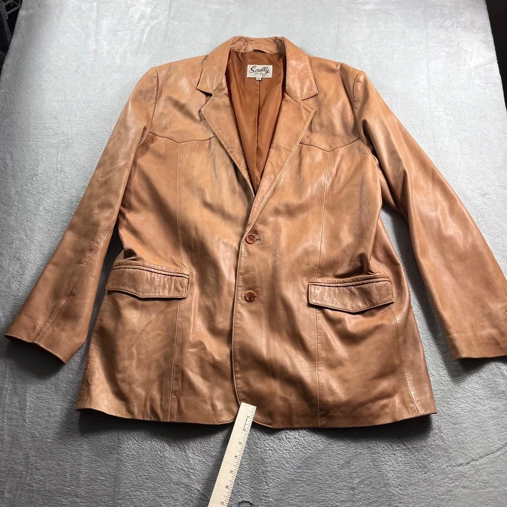 Scully Mens‎ Tan Genuine Leather Western Yoke Blazer Sport Coat Jacket 48L